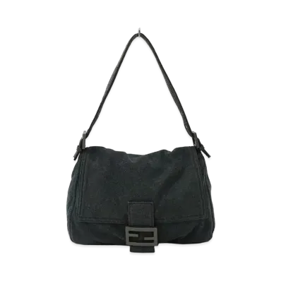FENDI Cotton Canvas Shoulder Bag "Gray"