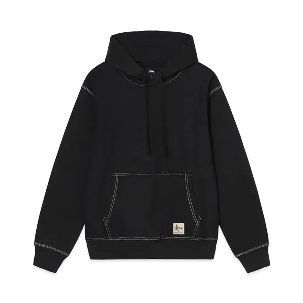 Stussy Contrast Stitch Label Hoodie "Black"