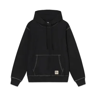 Stussy Contrast Stitch Label Hoodie "Black"