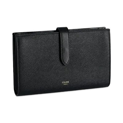 CELINE Leather Strap Wallet "Black"