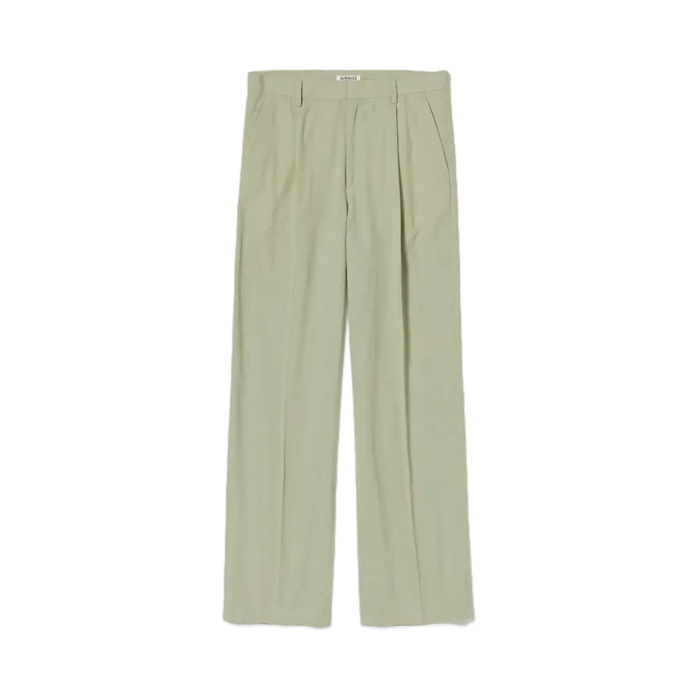 AURALEE Hard Twist Cotton Silk Viyella Slacks "Sage Green"