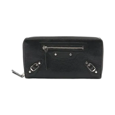 BALENCIAGA Classic Continental Round Fastener Wallet "Black"