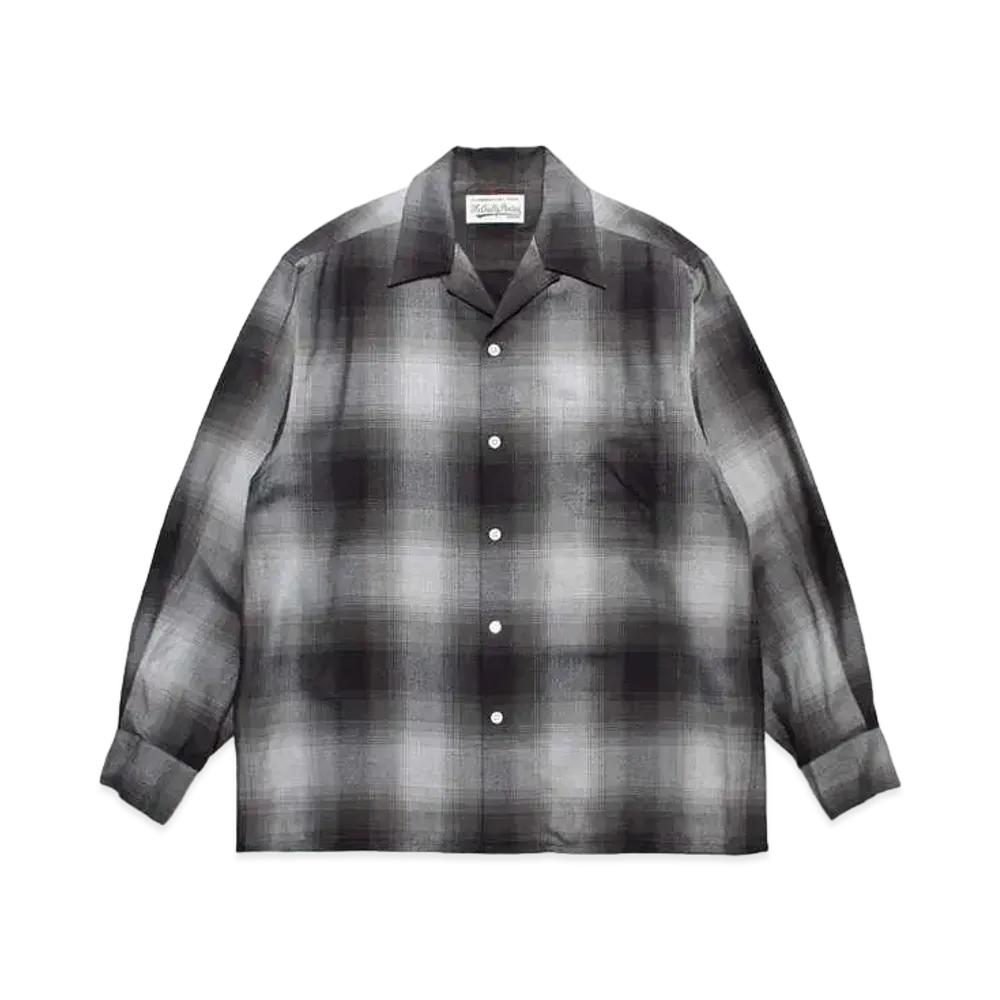 WACKO MARIA Check Open Collar Shirt "Gray"