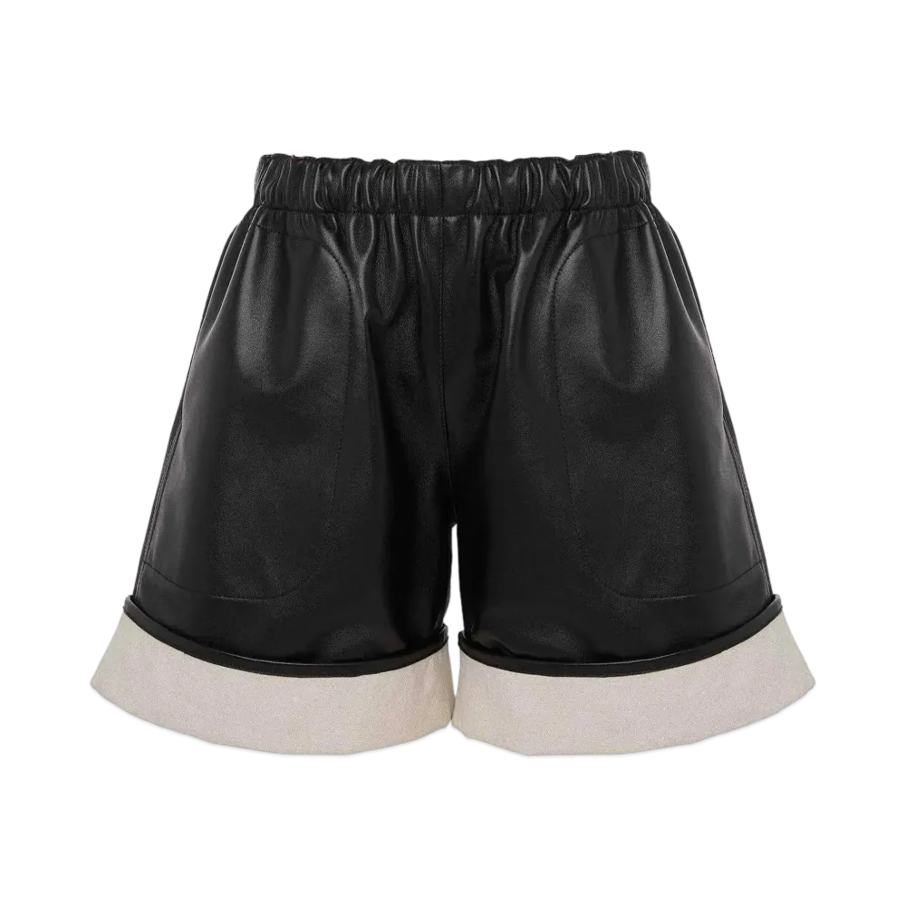 JW ANDERSON Contrast Leather Hem Shorts "Black"