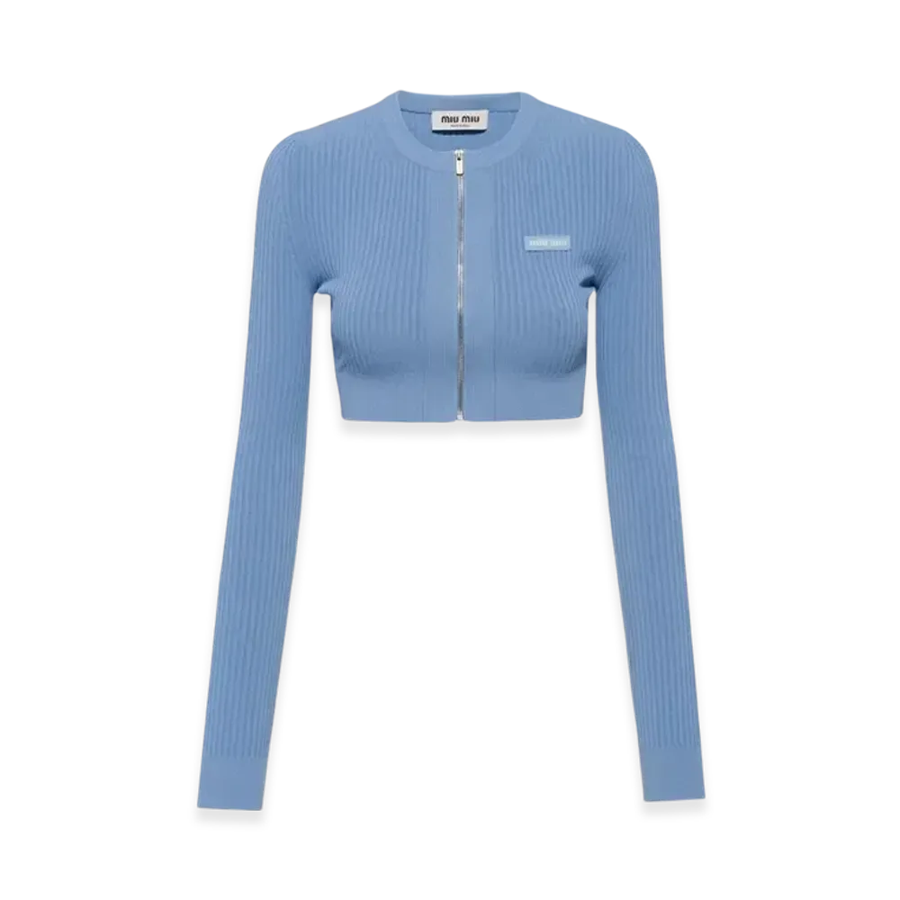 MIU MIU Women's Viscose Cardigan "Light Blue"