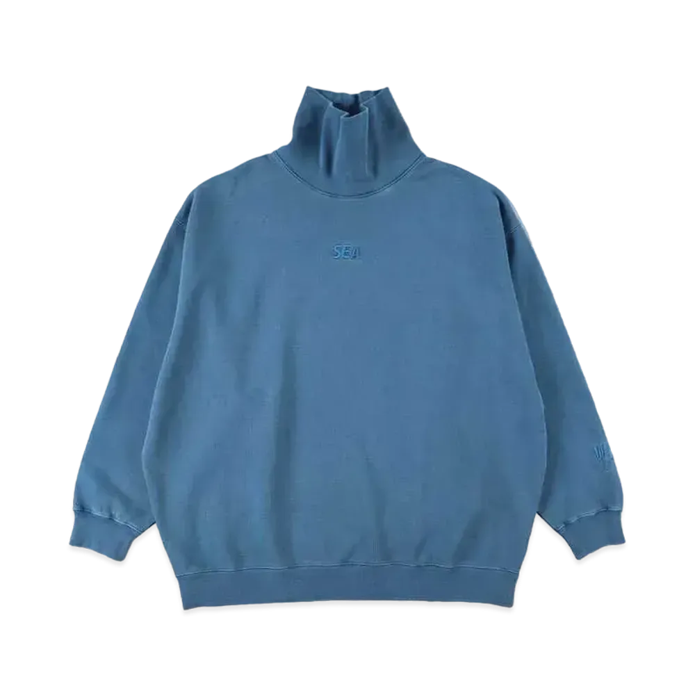 WIND AND SEA SEA (PIGMENT-DYE) TURTLE NECK SWEAT SHIRT "D.Blue"
