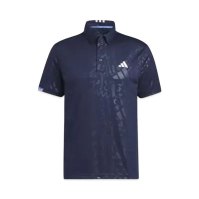 adidas Embossed Print Short Sleeve Button Down Shirt "Collegiate Navy"