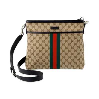 GUCCI GG Canvas Web Shoulder Bag "Beige/Ebony"
