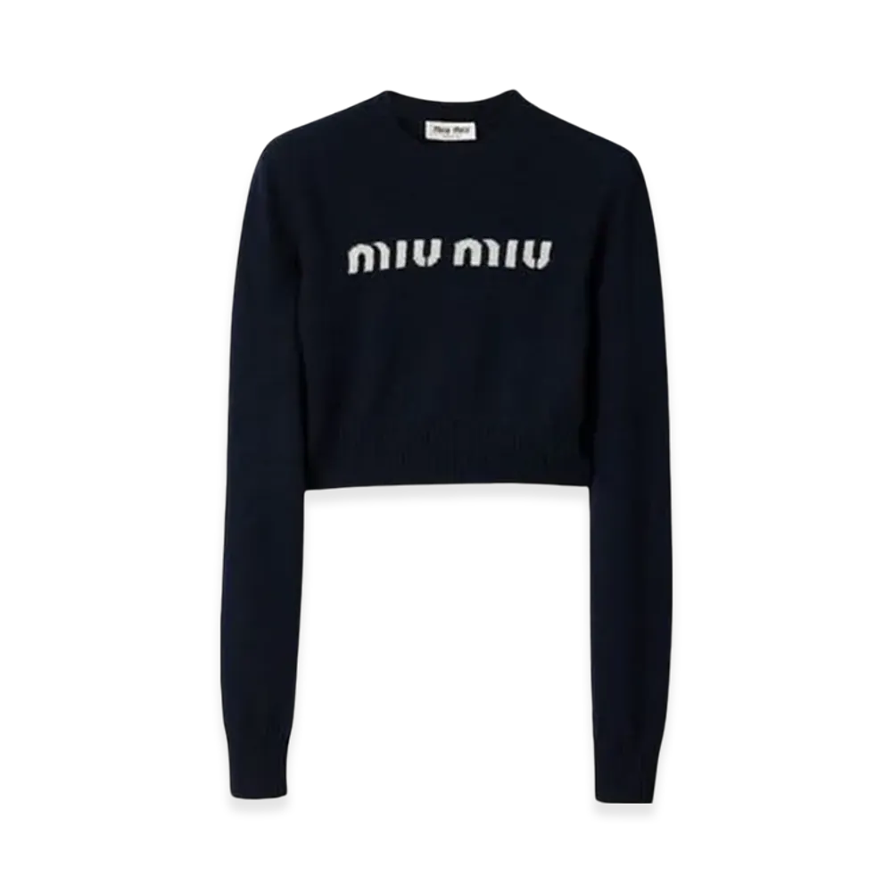 MIU MIU Women's Wool and Cashmere Sweater "Navy"