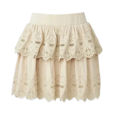 HYSTERIC GLAMOUR Women's Hysteric Glamour Skull Lace Scallop Embroidered Skirt "Beige"