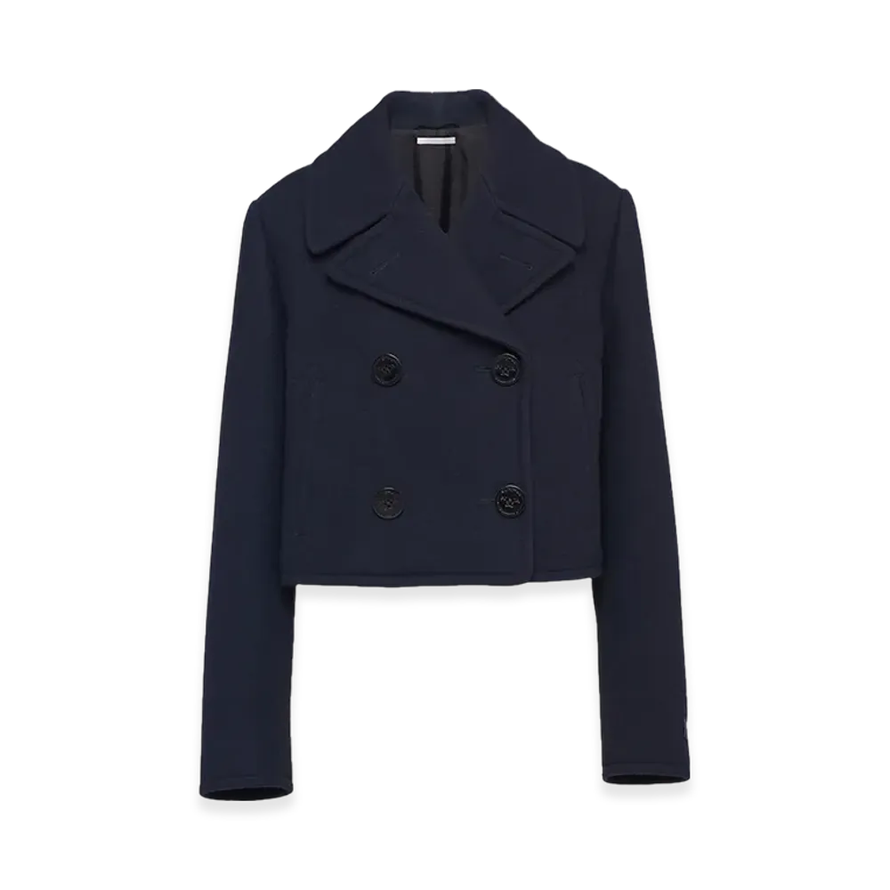 PRADA Women's Double-Breasted Cloth Peacoat "Navy"