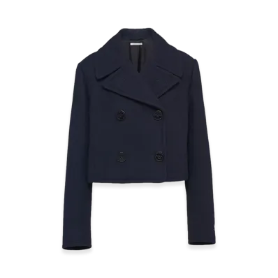 PRADA Women's Double-Breasted Cloth Peacoat "Navy"