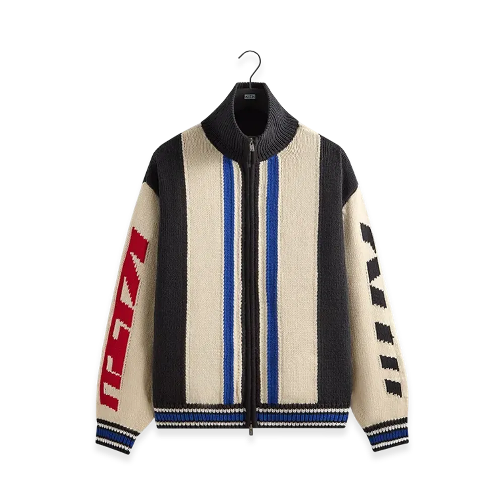 Kith Color-Blocked Moto Full Zip Wyona Sweater "Sandrift"
