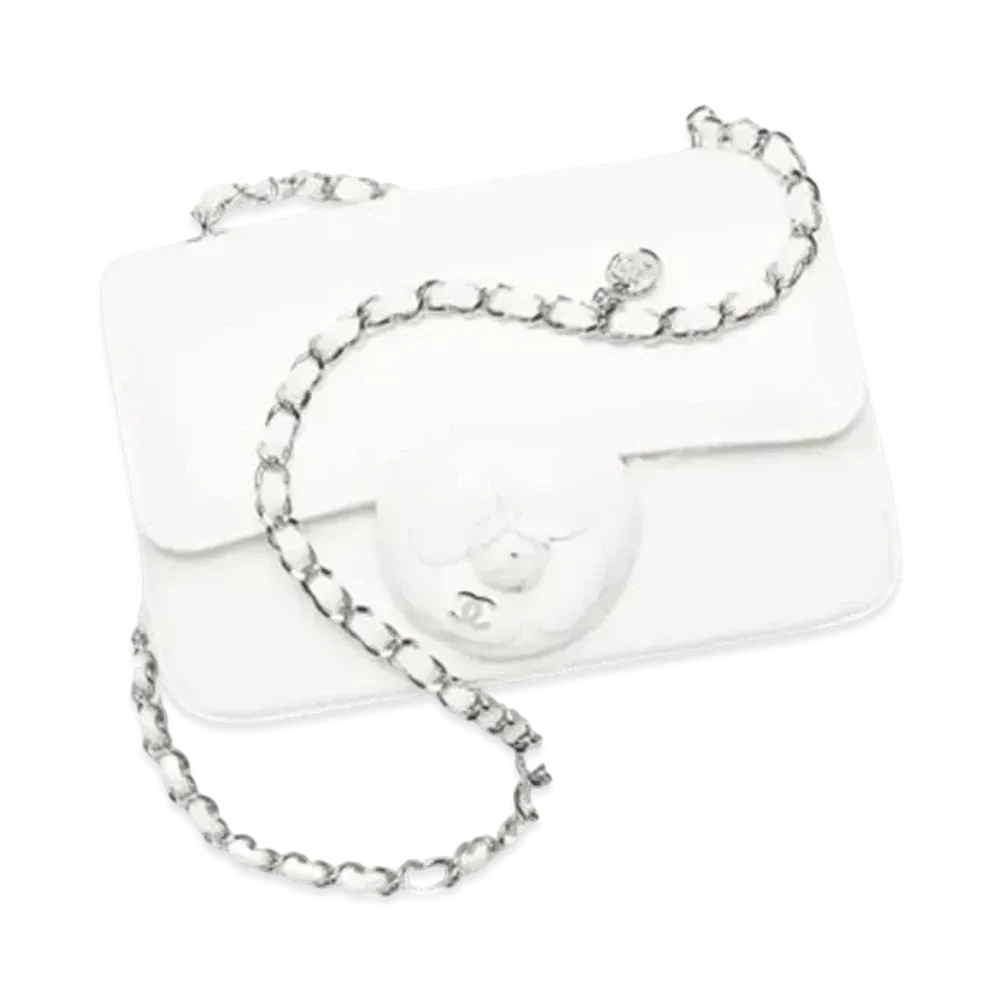 CHANEL Small Flap Bag Patent Calfskin "White"