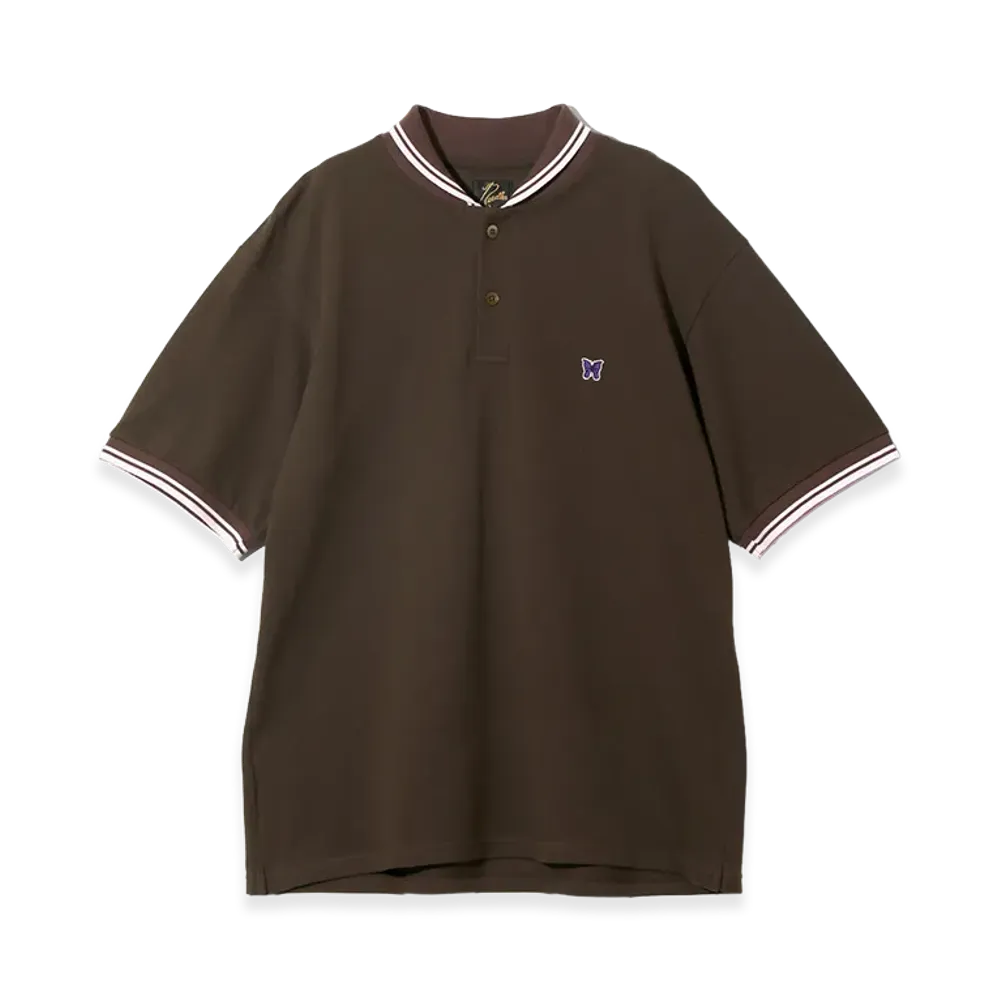NEEDLES Shawl Collar Polo - Cotton Pique "Brown"