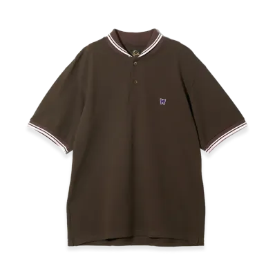 NEEDLES Shawl Collar Polo - Cotton Pique "Brown"