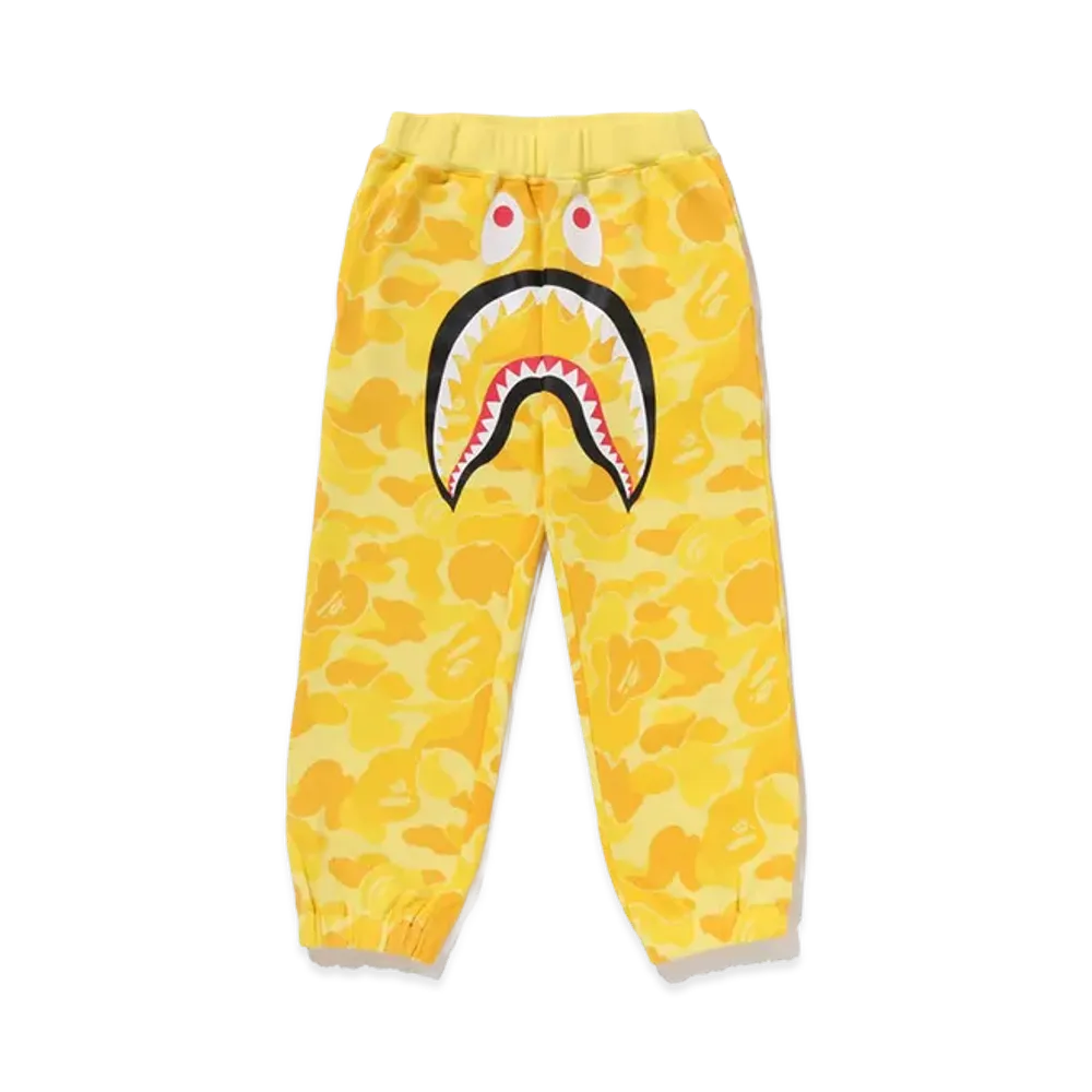 A BATHING APE Kids ABC Camo Shark Sweat Pants "Yellow"