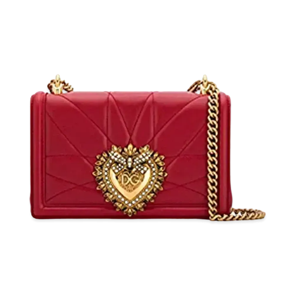 Dolce&Gabbana Devotion Bag Medium Size Matrasse Nappa Leather "Red"