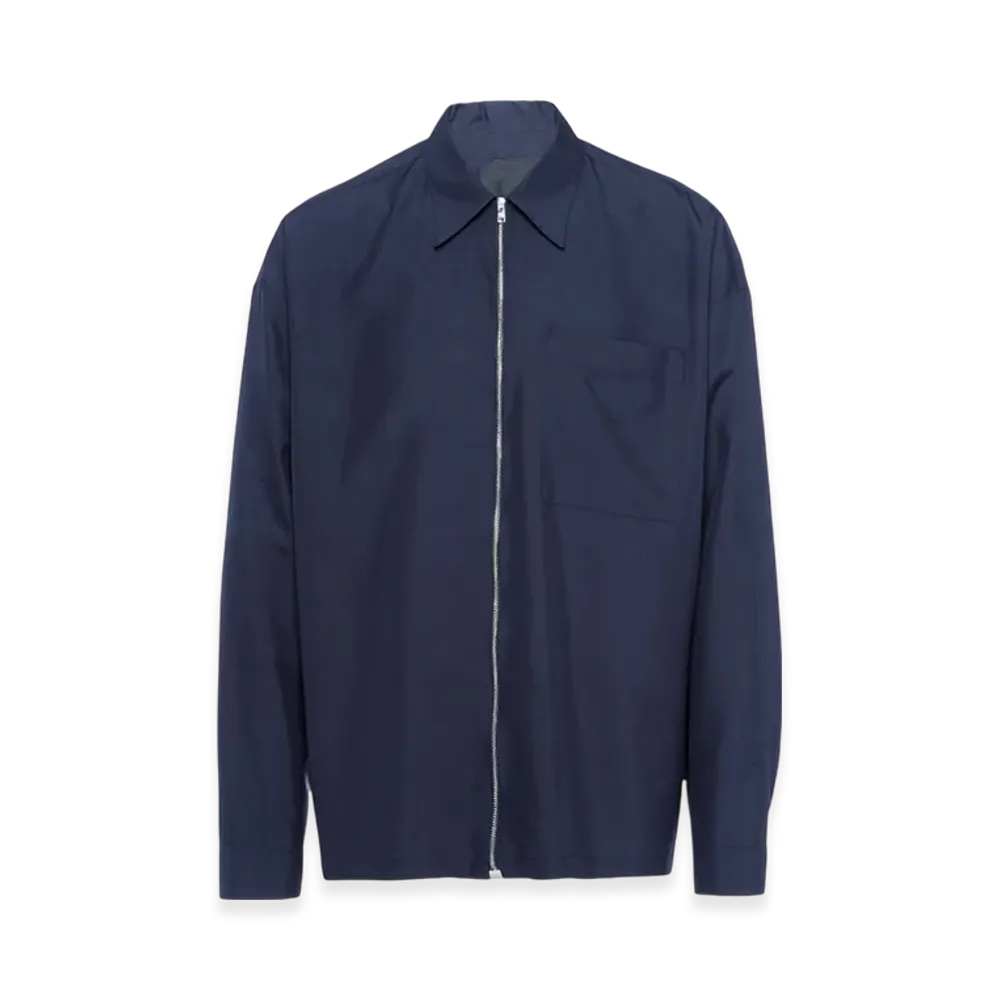 PRADA Silk Shirt Zipper "Navy"