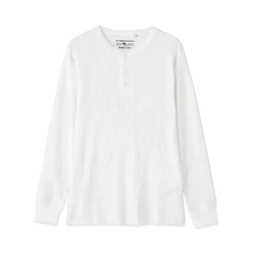 AVIREX Daily Wear Thermal L/S Henley Neck T-Shirt "White"