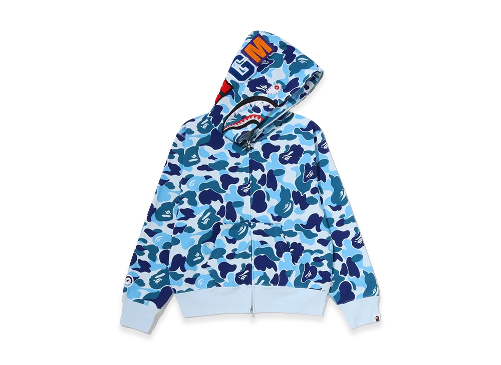 A BATHING APE Women's ABC Camo Crystal Stone Shark Full Zip Hoodie "Blue"