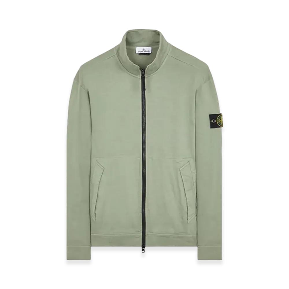 Stone Island 62050 Gauzed Cotton Jersey Garment Dyed Full Zip Up Sweatshirt - 23FW "Sage Green"