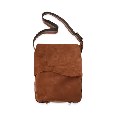 NICENESS Cs.Marty Cow Suede Scrunched Shoulder Bag "Camel"