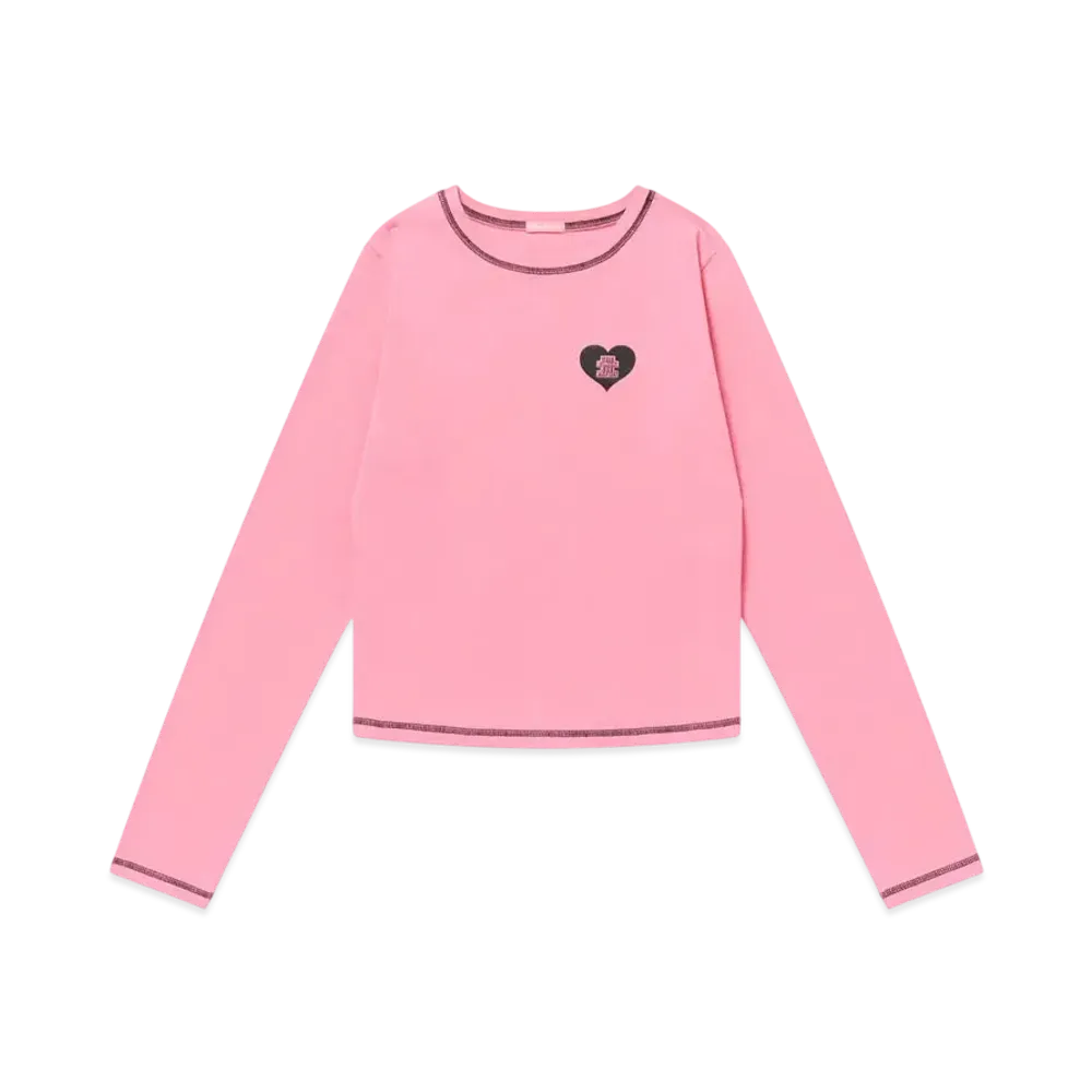 BlackEyePatch Og Heart Cropped L/S Tee "Pink"