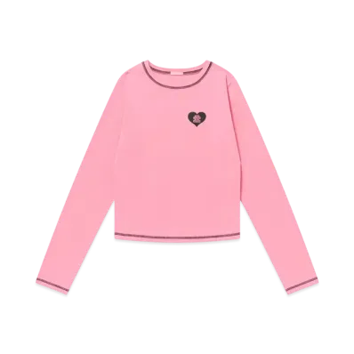 BlackEyePatch Og Heart Cropped L/S Tee "Pink"