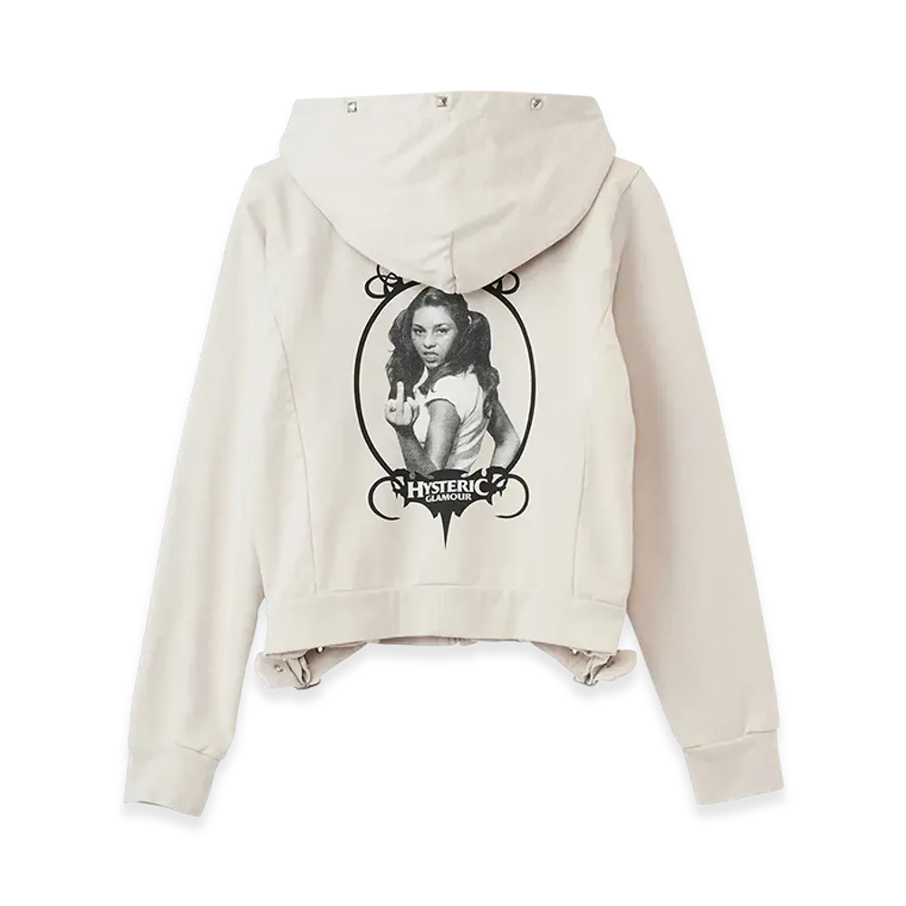HYSTERIC GLAMOUR Finger Girl Cropped Hoodie Women "Beige"