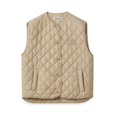 MIU MIU Women's Technical Fabric Vest "Sand Beige"
