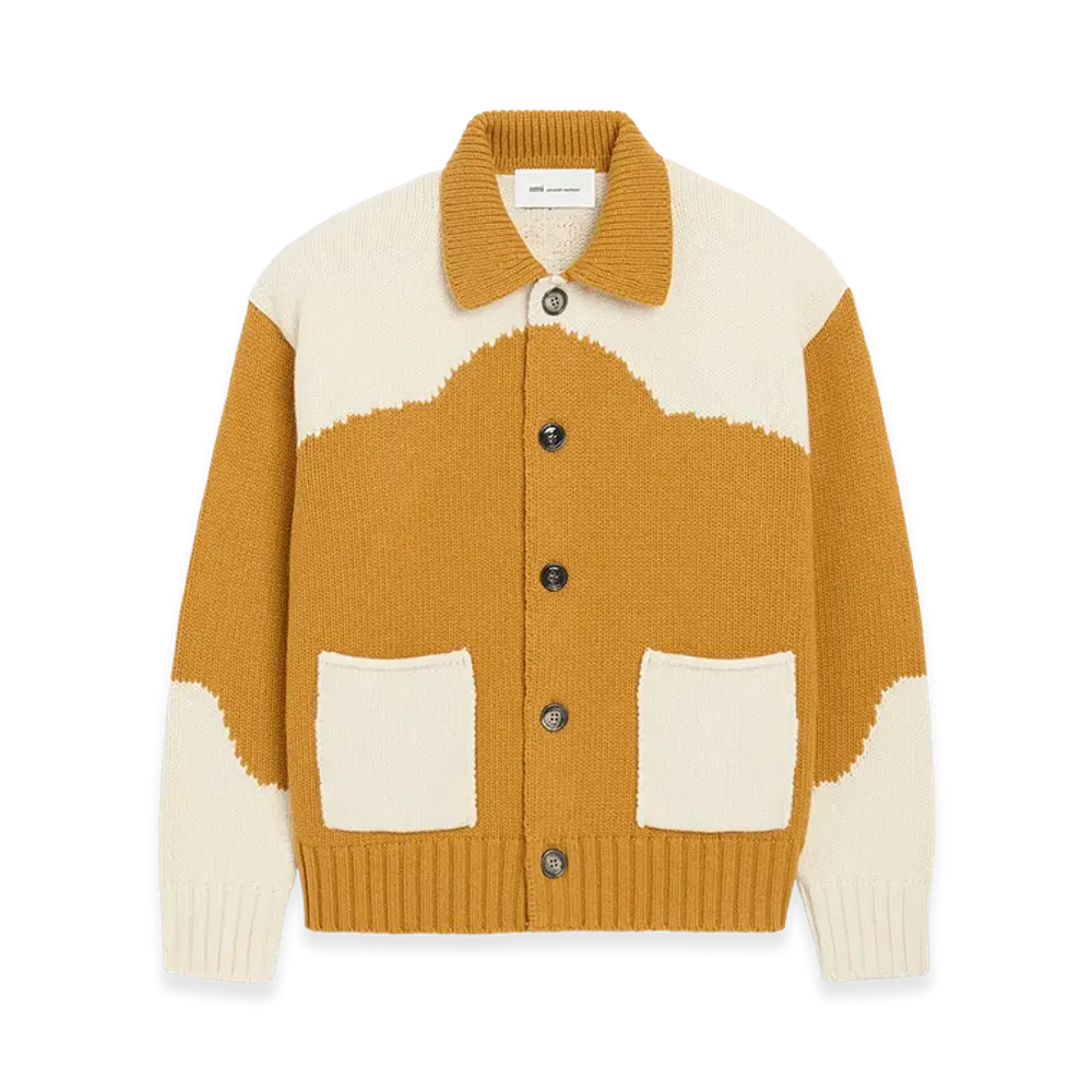 AMI PARIS Wool Ami De Coeur Cardigan "Yellow"
