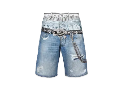 BREATH Transfer Print Denim Shorts "Indigo"