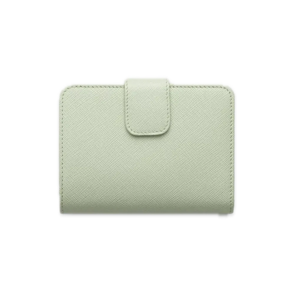 PRADA Saffiano Triangle Wallet "Pastel Green"