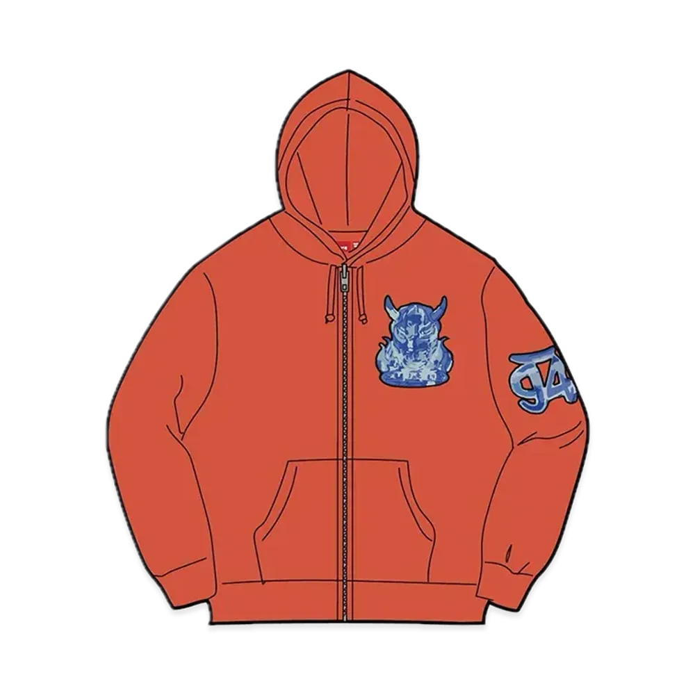 Supreme Demon Zip Up Hooded Sweatshirt "Burnt Orange"
