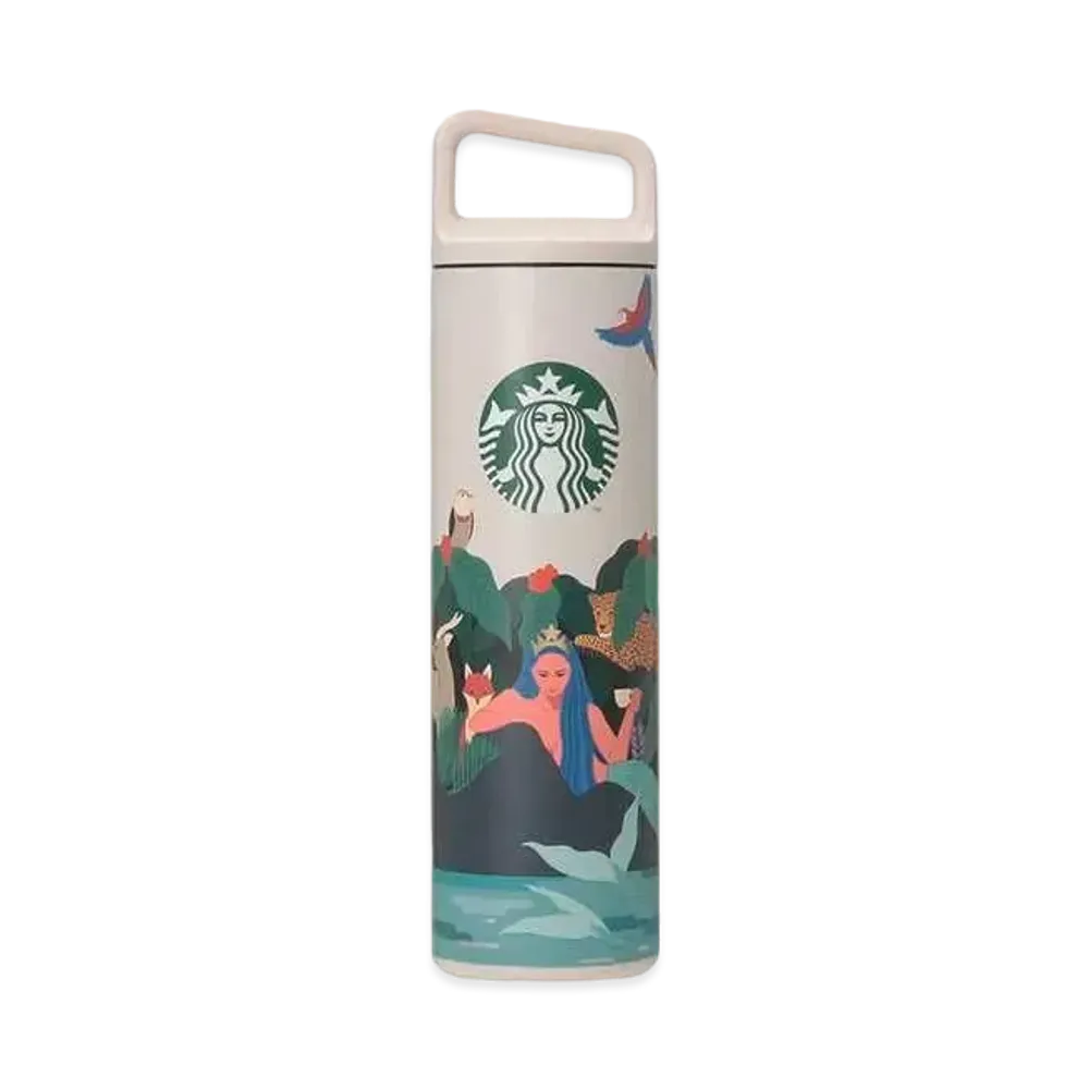 STARBUCKS Starbucks Anniversary 2024 Handle Lid Stainless Steel Bottle 591ml "White"