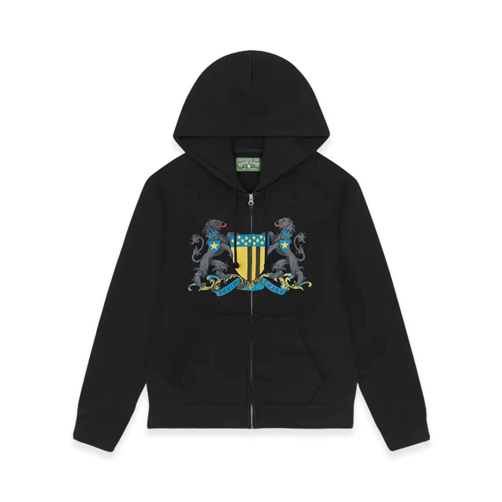 DENIM TEARS Panther Crest Zip Up Hoodie "Black"