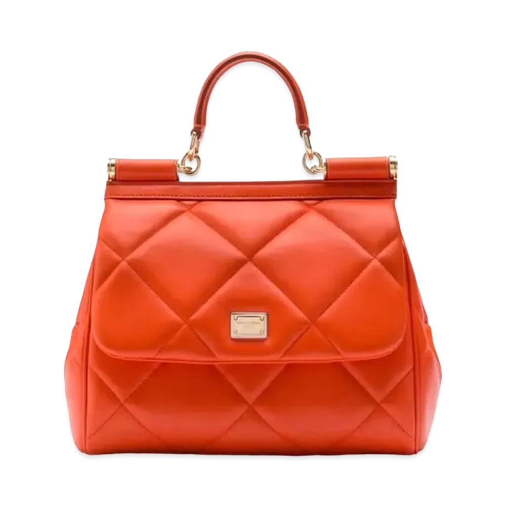Dolce&Gabbana Sicily Bag Medium Matrasse Aria Calfskin "Orange"