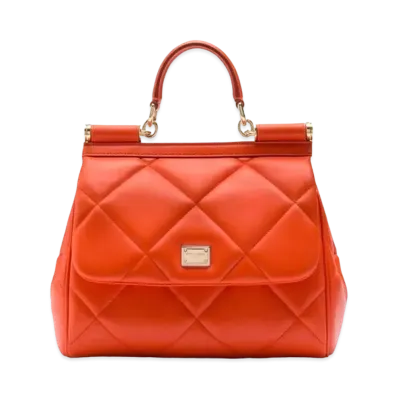 Dolce&Gabbana Sicily Bag Medium Matrasse Aria Calfskin "Orange"