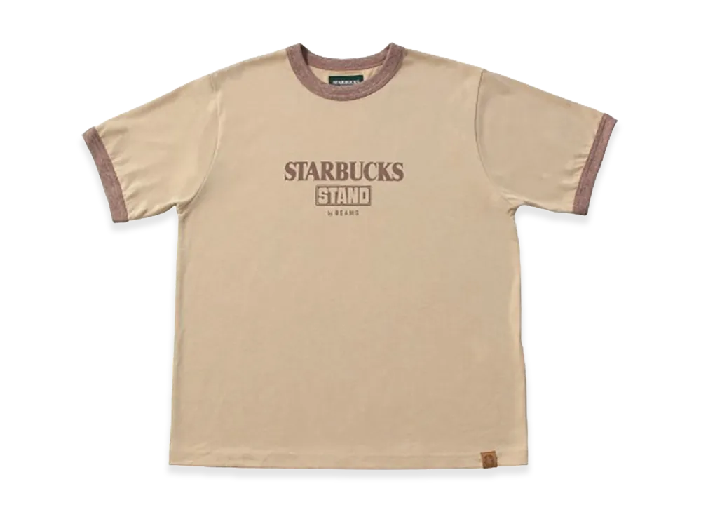 STARBUCKS STAND x BEAMS Logo Ringer T-Shirt "Heather Beige"