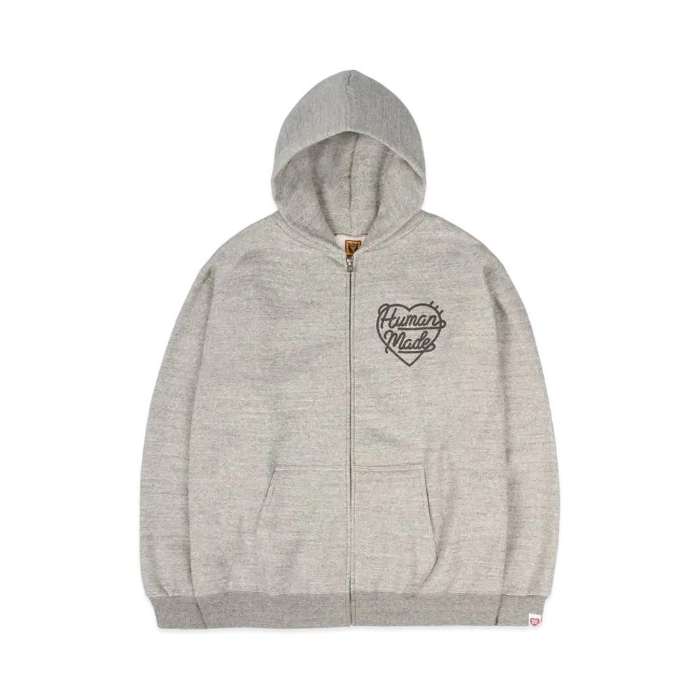 HUMAN MADE HEART ZIP-UP SWEAT HOODIE "Grey"