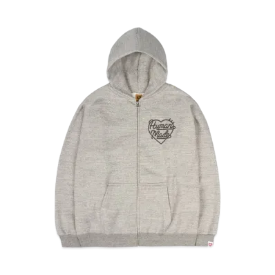 HUMAN MADE HEART ZIP-UP SWEAT HOODIE "Grey"