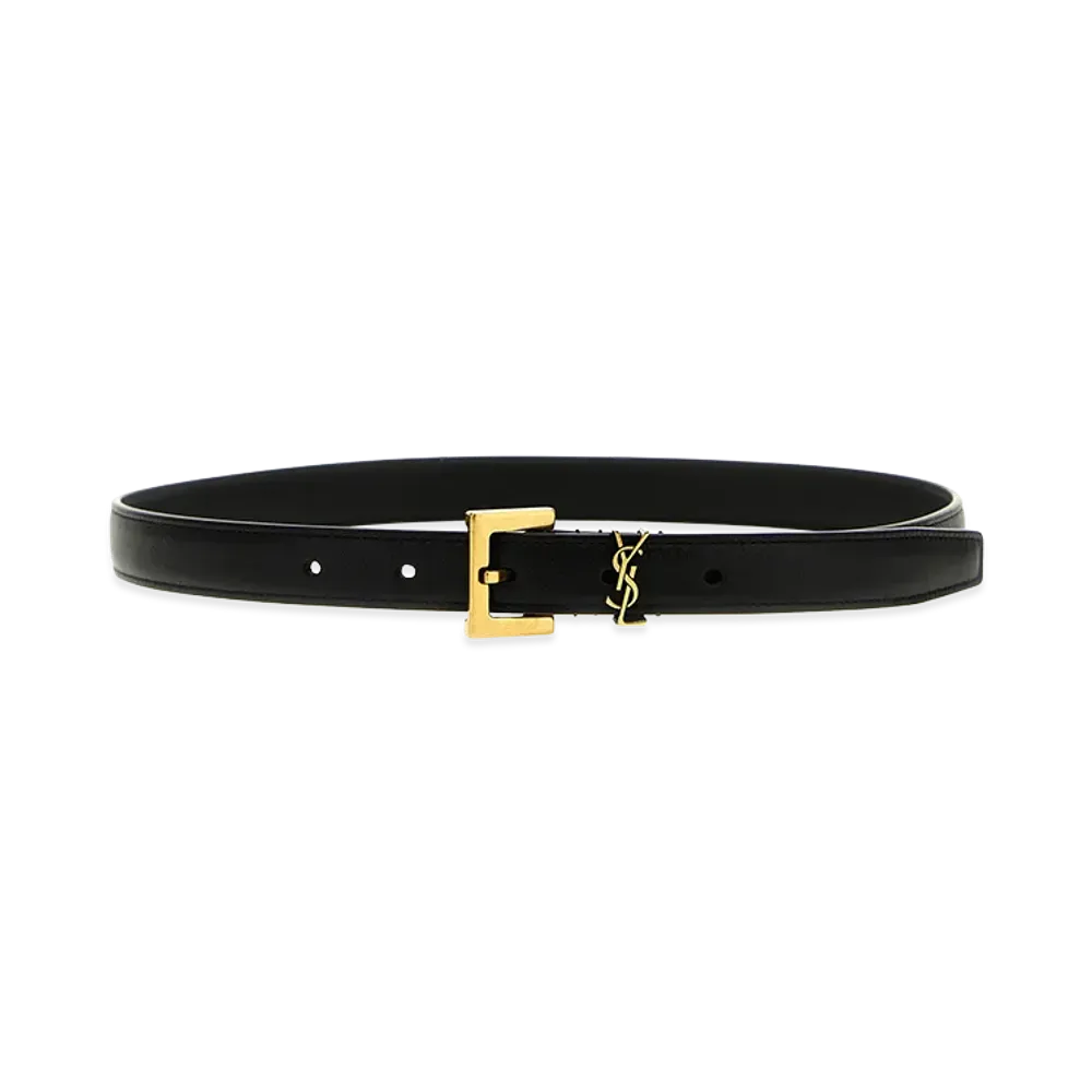 Saint Laurent Women's Cassandre Belt "Black"