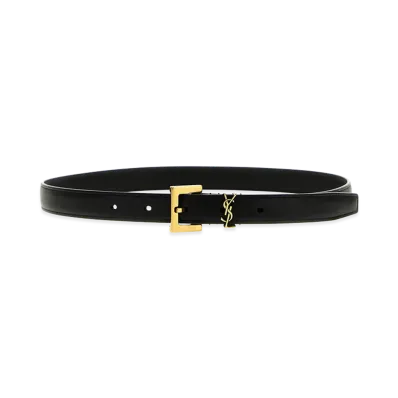 Saint Laurent Women's Cassandre Belt "Black"
