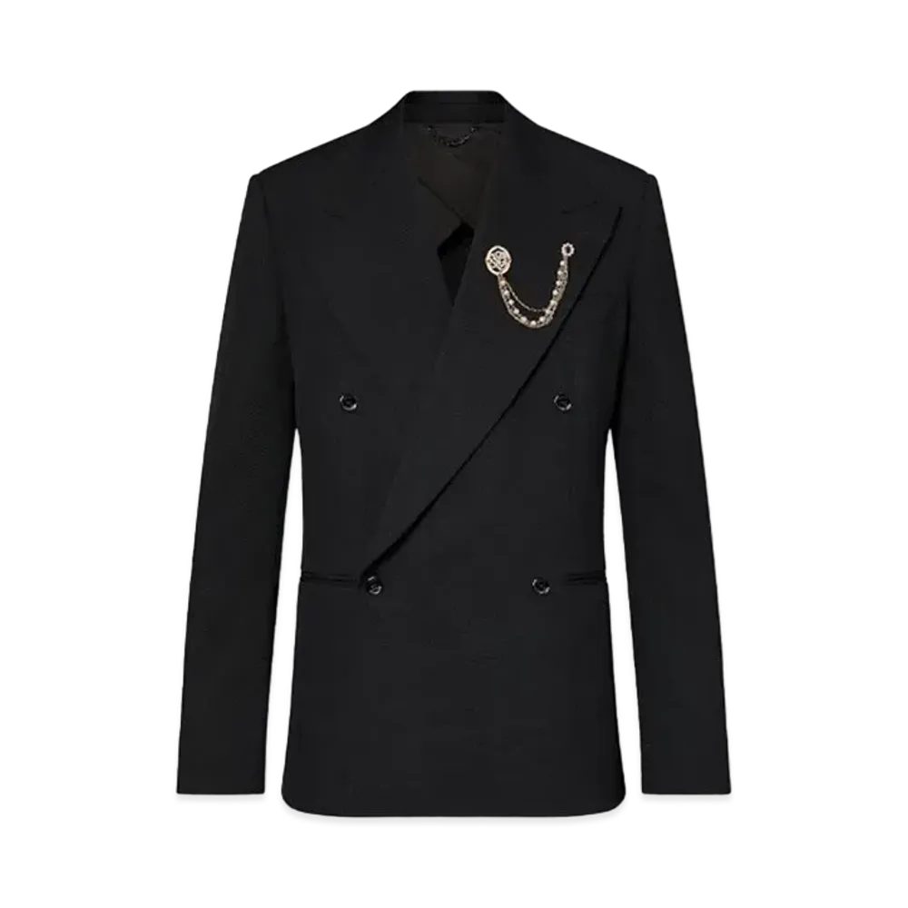 Louis Vuitton Double Breasted Tailored Wool Jacket "Noir"