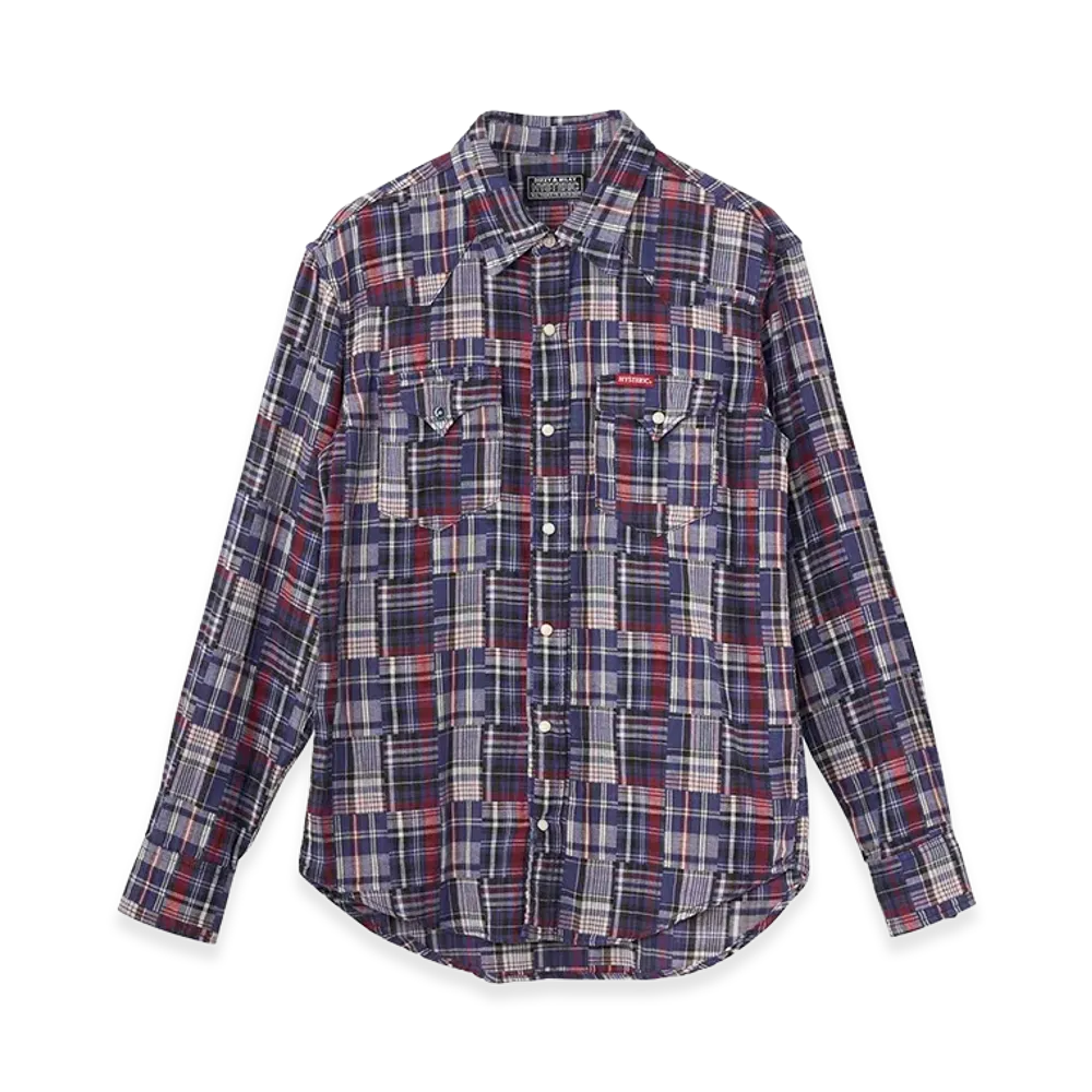 HYSTERIC GLAMOUR Double Gauze Check Western Shirt "Red Other"