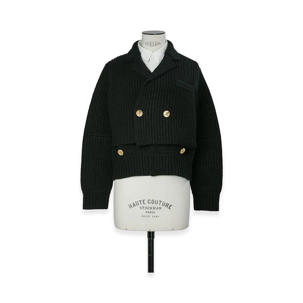 sacai Women's Wool Knit x Suiting Jacket "Black/Off White"