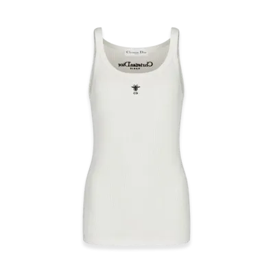 Dior Women's Essentials Ribbed Cotton Jersey Tank Top "White"