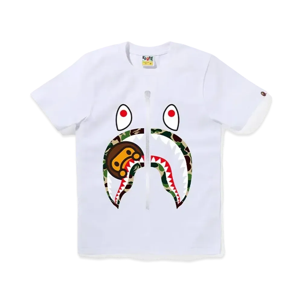 A BATHING APE ABC Camo Milo Shark Tee "White/Green"