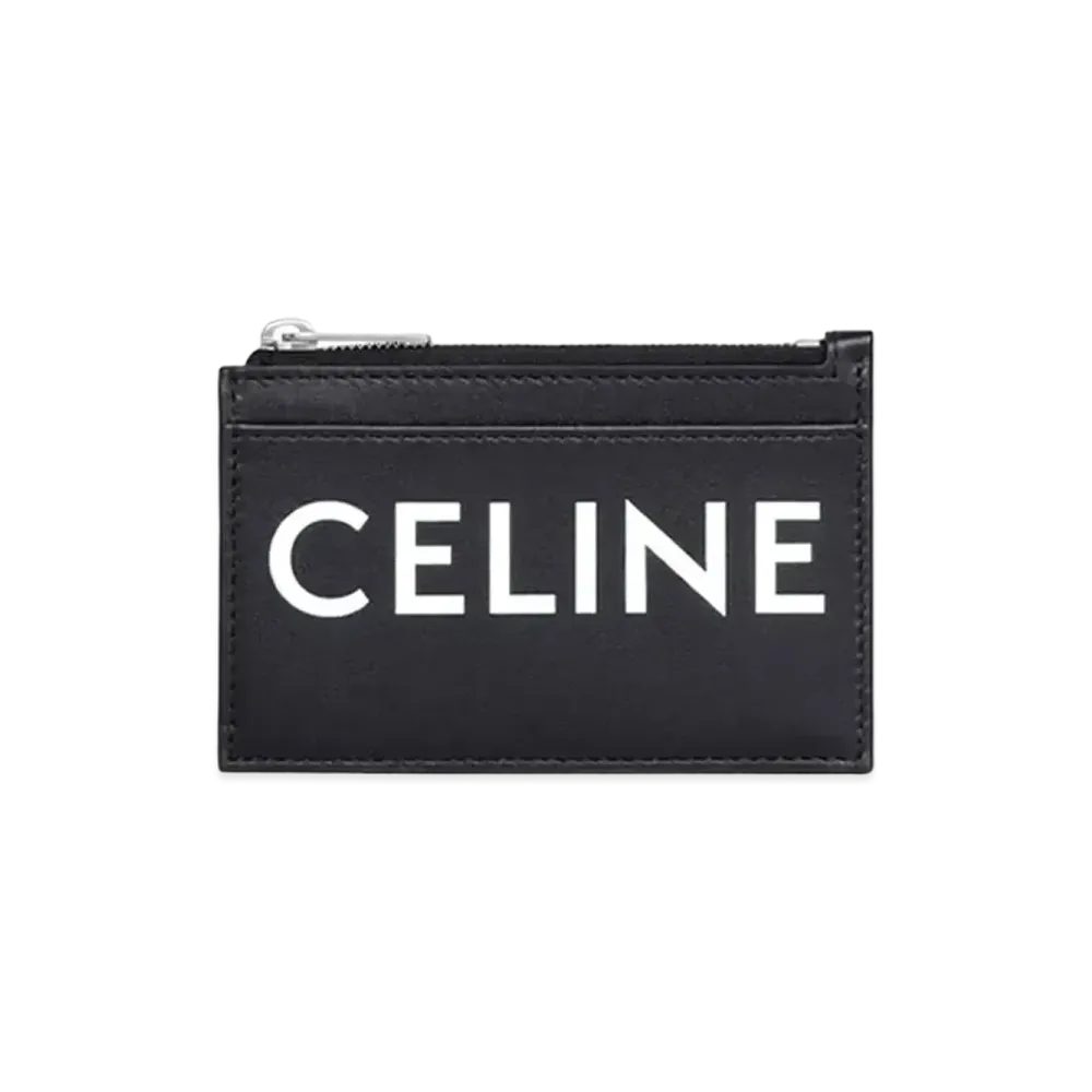 CELINE Zipped Card Holder In Smooth Calfskin With Celine Print Zipped compact card holder "Black"